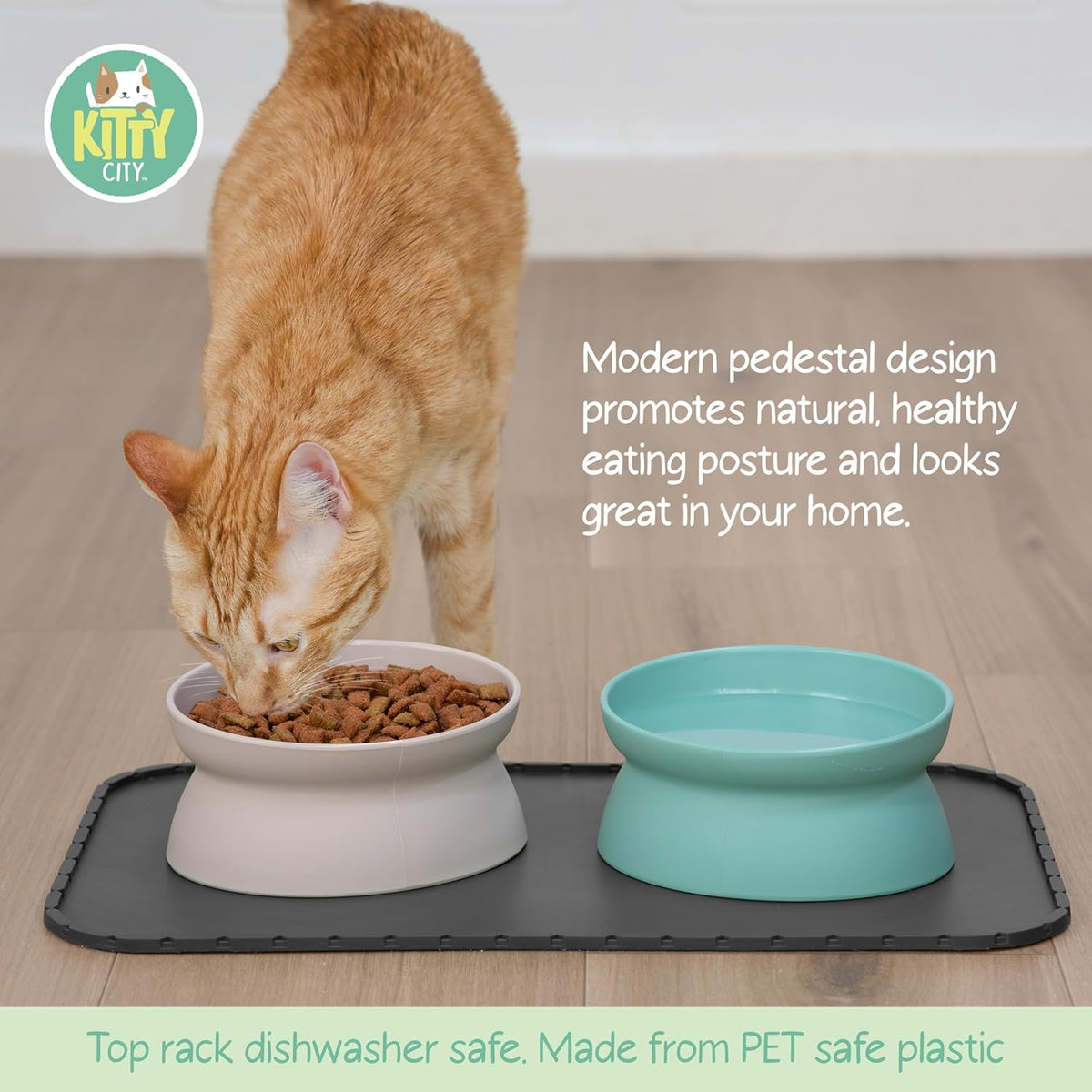 Kitty City Elevated Slow Feeder Cat Bowls - Pastel / Large - Standard - image 2