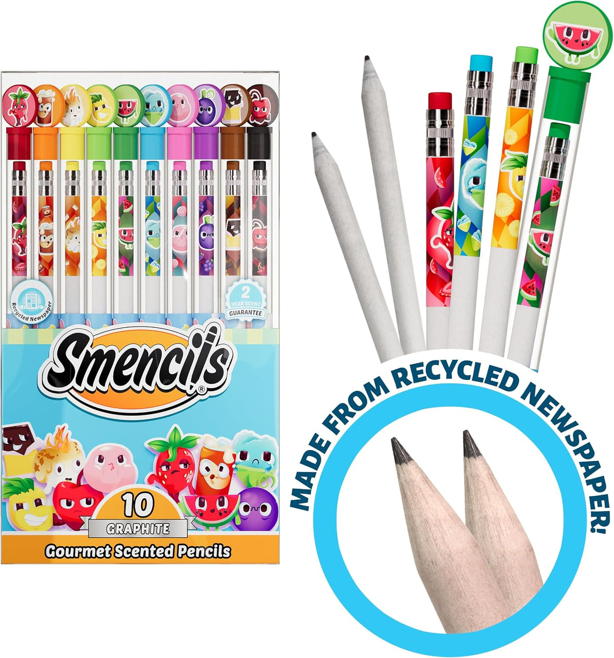 Smencils - Gourmet Scented Graphite HB #2 Pencils Made from Recycled Newspapers, 10 Count - Original (1 Pack) - image 3