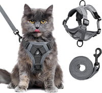XL Cat Harness Escape Proof for Heavy Cats Adjustable for Extra Large - S / Grey