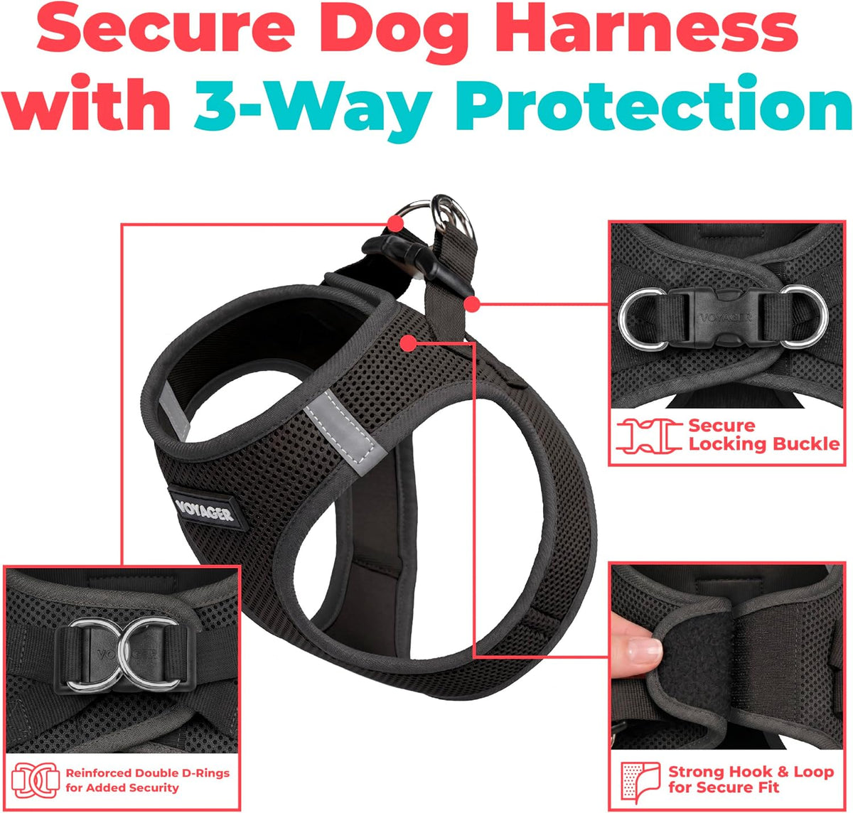 Voyager Step-in Air Dog Vest Harness - Black / XXS (Chest: 12 - 13.5") - image 2