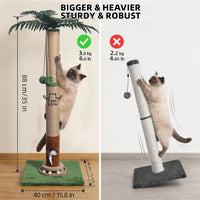 Cat Scratching Post 35'' Tall with Toy Mouse for Indoor Cats - Green-35 Inches - image 3