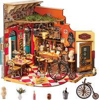Rolife Coffee Shop DIY miniature house kit with LED lights and tiny cafe details