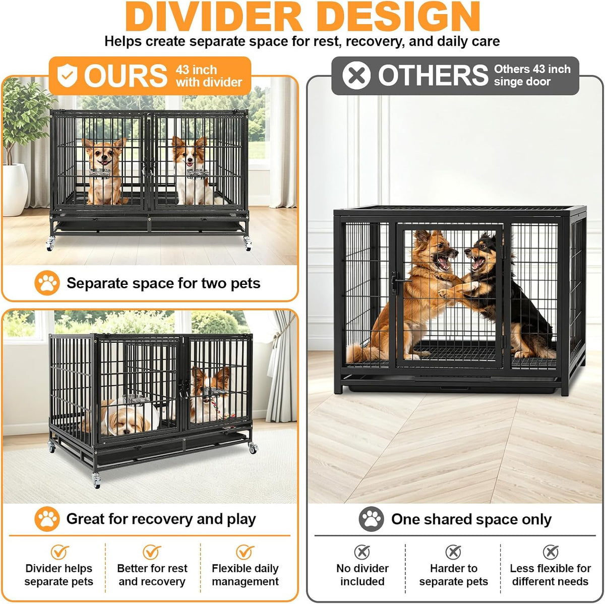 Homey Pet 43" Double Dog Crate - image 3