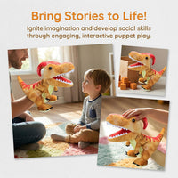 Marine Animals Hand Puppets for Kids, Toddler Includes Sharks - Parasaurolophus / Dinosaurs - image 3