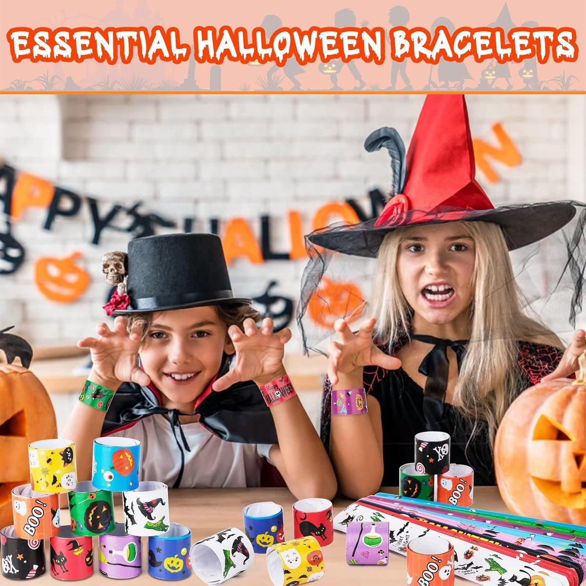 48Pcs Holiday Bracelets Party Favors for Kids Slap Bracelets Holiday - Halloween - image 4