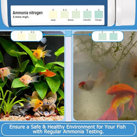 Ammonia Test Strips for Fish Tank: 100 Count Aquarium Ammonia Test Strips for Saltwater & Freshwater Aquariums & Ponds – Ammonia Test Kit with Test Tube Thermometer Stick