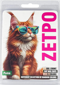 zetpo Cat Nail Caps | Cat Claw Covers | with Adhesives and Applicators (L, 5X Solid Random Colors | 100 pcs)