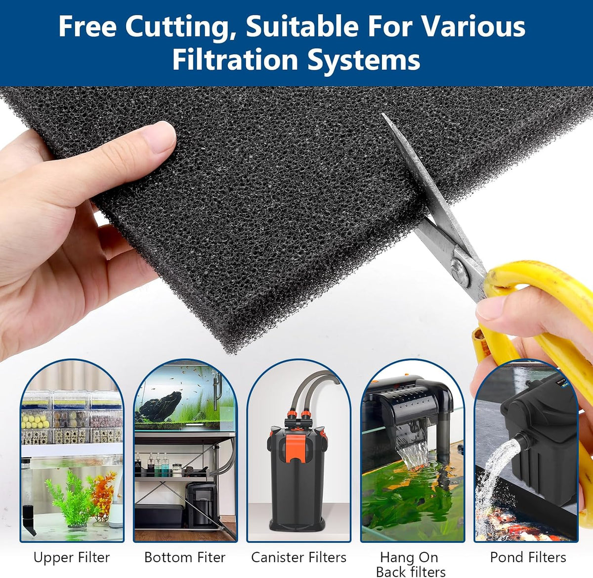 hygger Aquarium Sponge Filter Pad, Filter Media Foam Sponges - 5.9*3.9*1 inch/4pcs - image 4