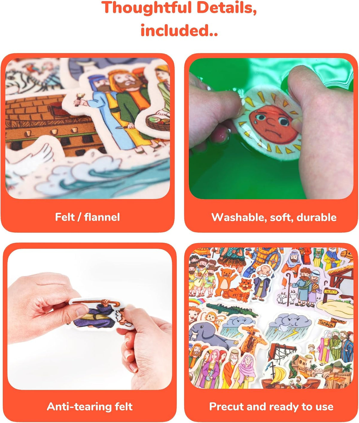CHEFAN Noah's Ark Felt Board Bible Stories - Noah's Ark & Other 3 Bible Stories Set - image 3