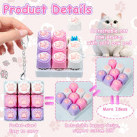 XiawaLangzhuo cat paw keyboard fidget toy, 9-in-1 clicker keychain in white and purple - view 40
