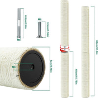 Cat Scratching Post Replacement Pole - M8*4poles / 40 cm / 15.71 in Beige - image 2