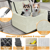 Dog Car Seat for Small/Medium Dogs, Memory Foam Dog Booster Seat - White / Large - image 3