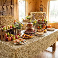 NatNarr 3 Pack Wood Grain Plastic Tablecloths - Straw - image 3