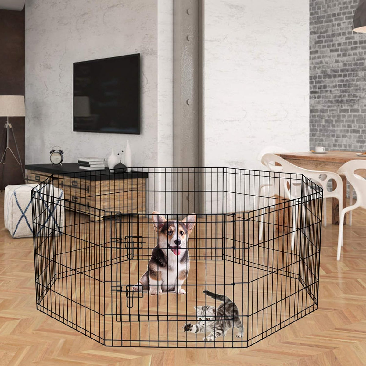 Puppy Pet Playpen 8 Panel 24 Inch Indoor Outdoor Metal Portable - 24"H x 24"W, 8 Panels - image 3