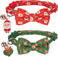 Fall Cat Collar with Bowtie - 7.5"- 10.5" / Christmas-1