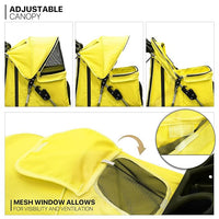 MoNiBloom Foldable Pet Stroller with Waterproof Cover, 3-Wheels Dog Strolling Cart for Small/Medium Dogs and Cats with Storage Basket and Cup Holder, Breathable and Visible Mesh for All-Season, Yellow