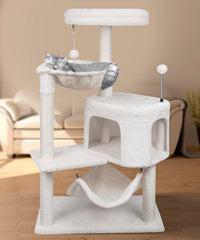 YUNIQUE Cat Tree with Cat Condo and Big Hammock, Grey – Essentials for Cats - 39.4'' Beige - image 2