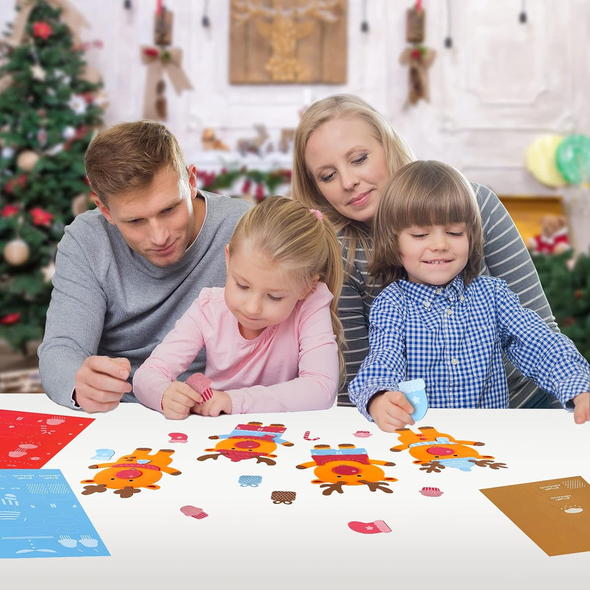 VKPI 4 Butterflies Foam Art Crafts Gift Kit - Reindeers - image 3