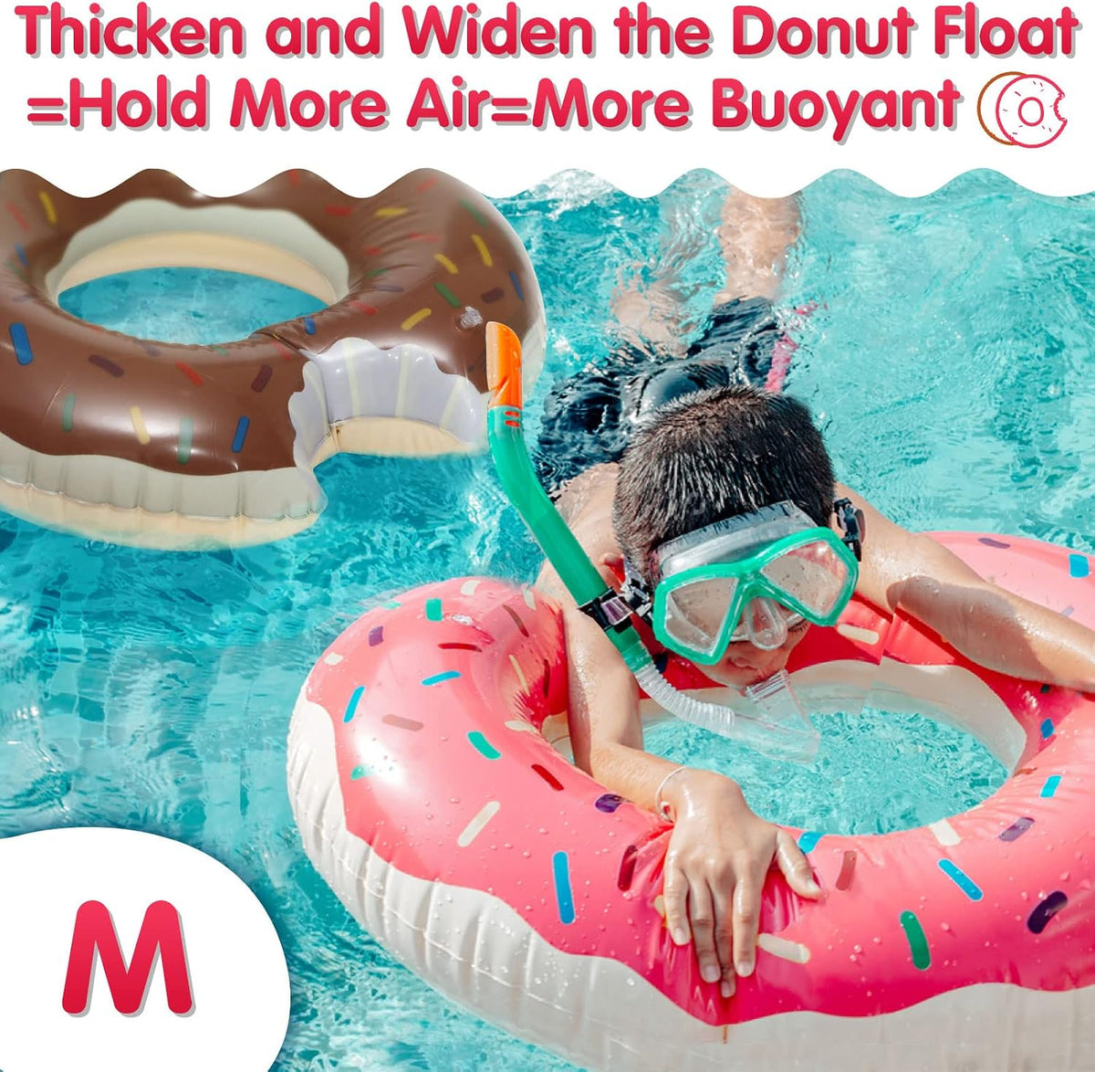 DMAR Donut Pool Float, Donut Tube & Ring for Beach & Pool - Set of 4 （Pink & Brown 30in） - image 4