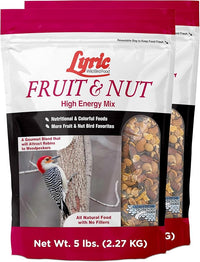 Lyric Fruit and Nut Wild Bird Seed - High Energy Wild Bird Food Mix - Attracts Woodpeckers, Chickadees & Other Songbirds - 10 lb. (pack of 2 - 5 lb bags)
