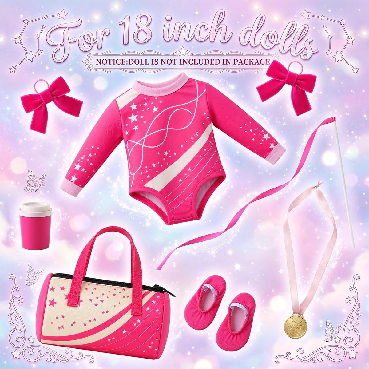 Kajaia 8 Pcs 18 Inch Doll Swimsuits Clothes and Accessories – Fun for Kids & Family - Rosy / Gymnastics - image 2