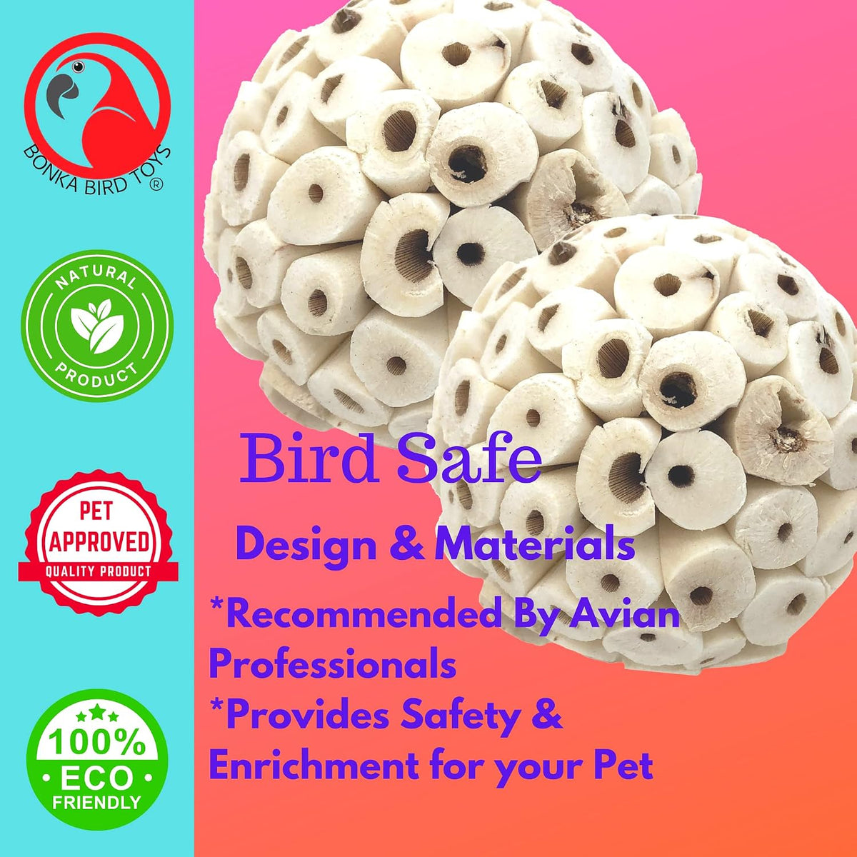 Bonka Bird Toys 2117 Pk6 Sola Atta Balls Foot Talon Craft Part Parrot - Pk2 Large Sola Atta Balls - image 4