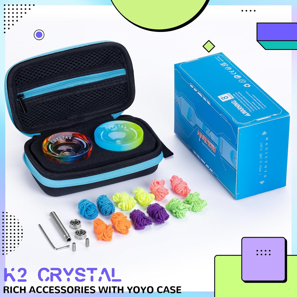 K2 Crystal Responsive Yoyo for Kids，Professional Yo-yo for Beginners – Fun for Kids & Family - Rainbow Gradient - image 2