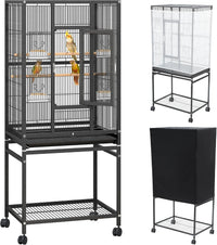 YITAHOME 53 inches Bird Cages for Parakeets, Parrot, Cockatiel - Black / 24.0"L x 16.9"W x 53.9"H