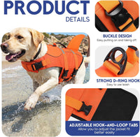 ASENKU Dog Life Jacket, Pet Safety Vest for Swimming & Boating - Medium / OrangeMix - image 3