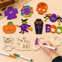 Max Fun 60PCS Halloween Crafts Painting Wooden Slices Cutouts - 60 - image 4