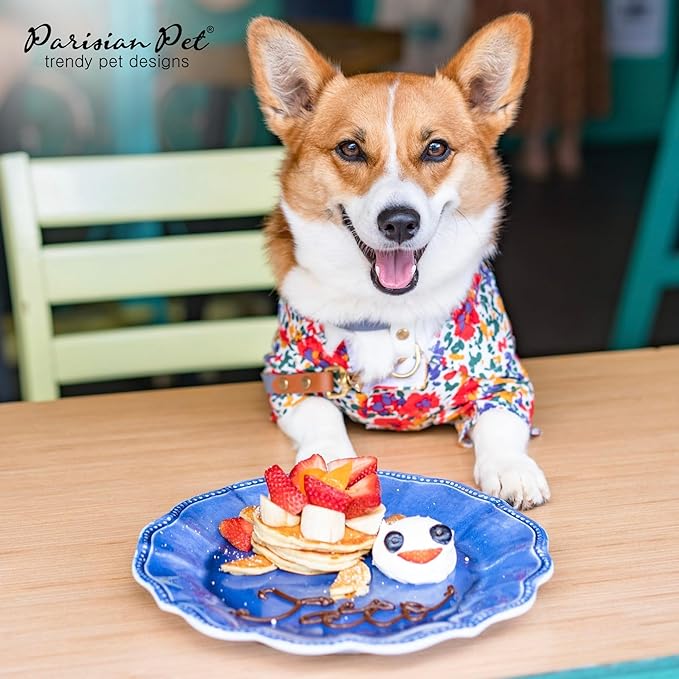 Parisian Pet Floral Pattern Cotton Shirt - Summer Beach Outfit for Small Dogs - Hook and Loop Closure, Machine Washable - Size S