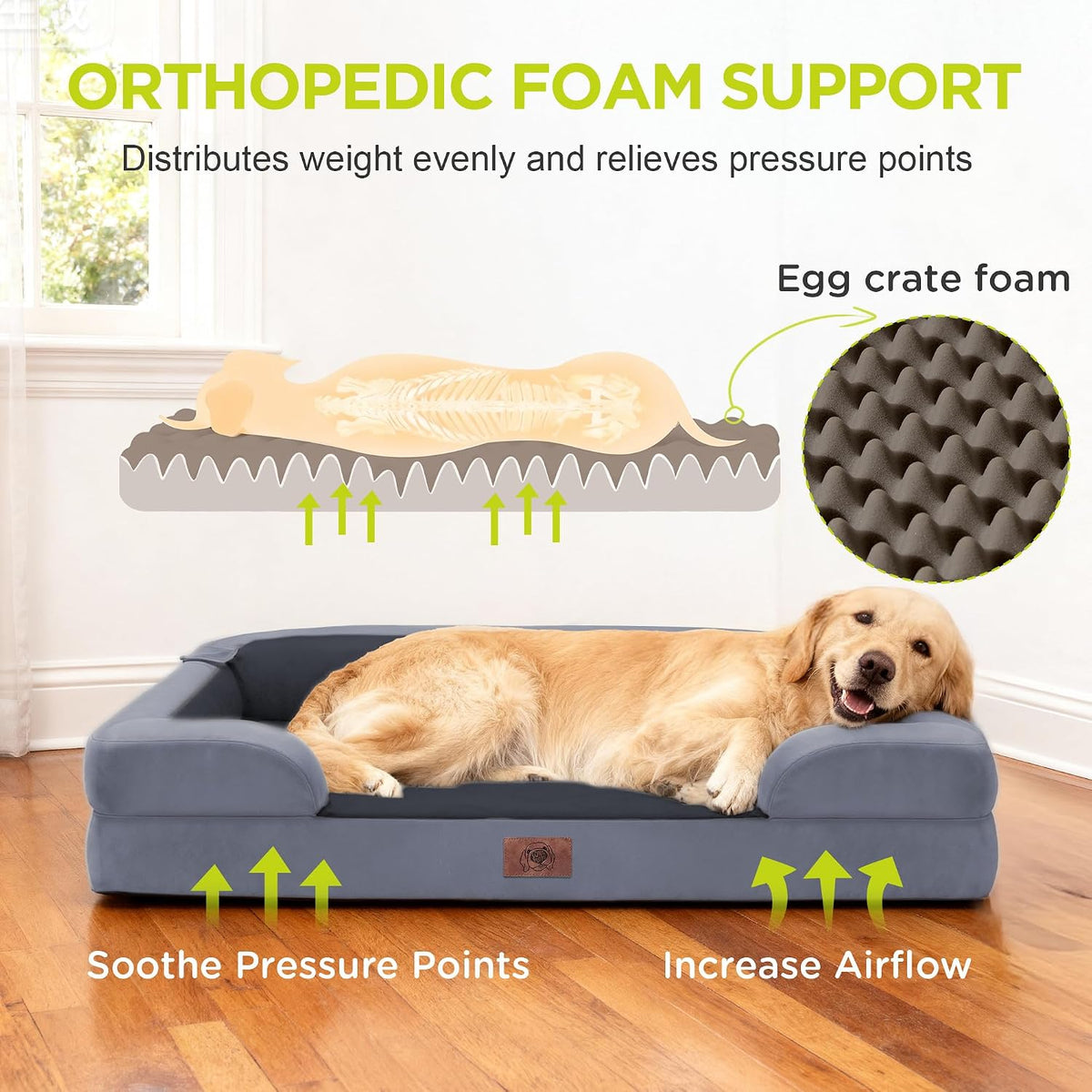 Waterproof Orthopedic Dog Bed for Extra Large Sized Dogs – Essentials for Dogs - 30 x 20 x 3 in / Dark Grey - image 2
