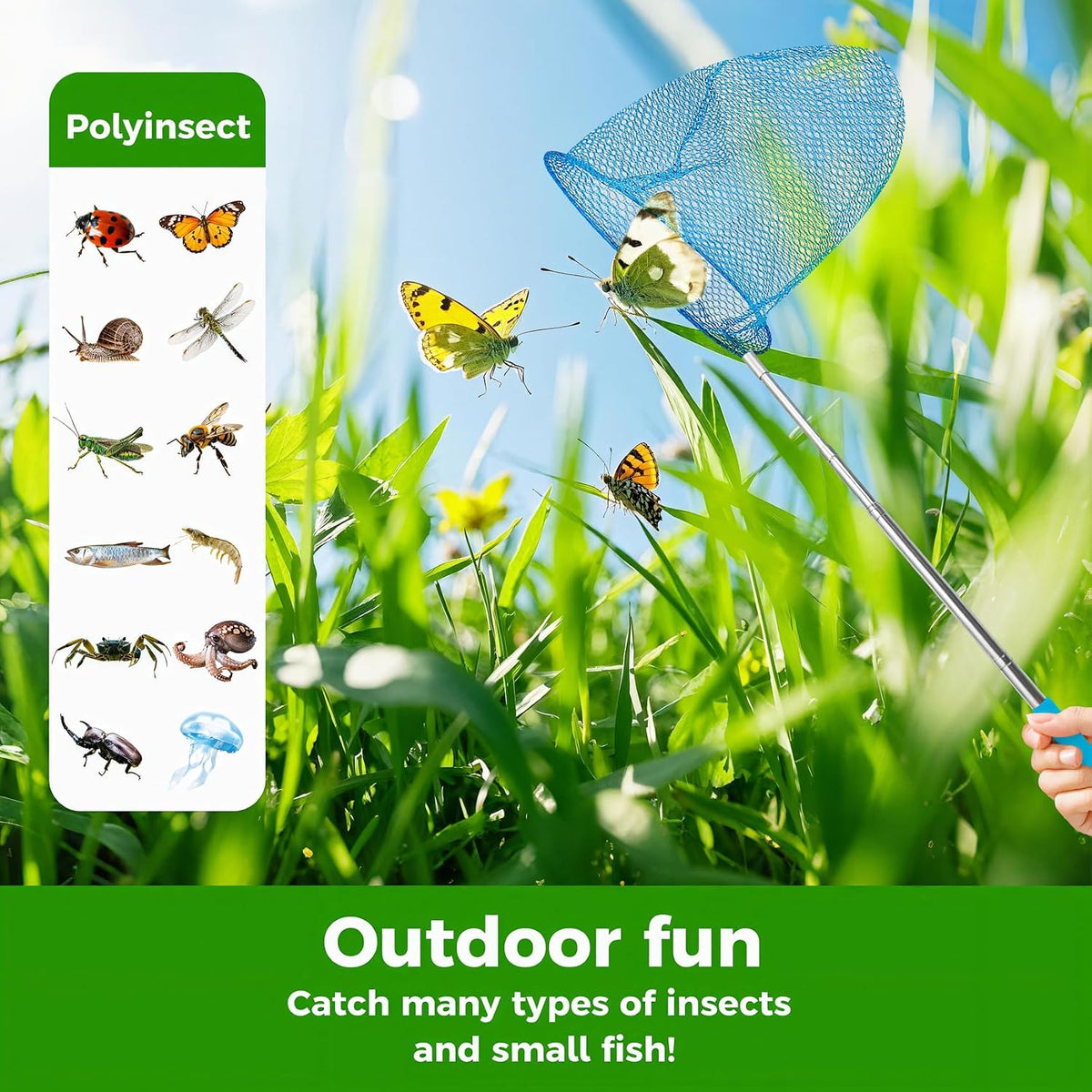 Kids Telescopic Butterfly Fishing Nets for Kids Catching Insect Net - 5 Pack-2 - image 3