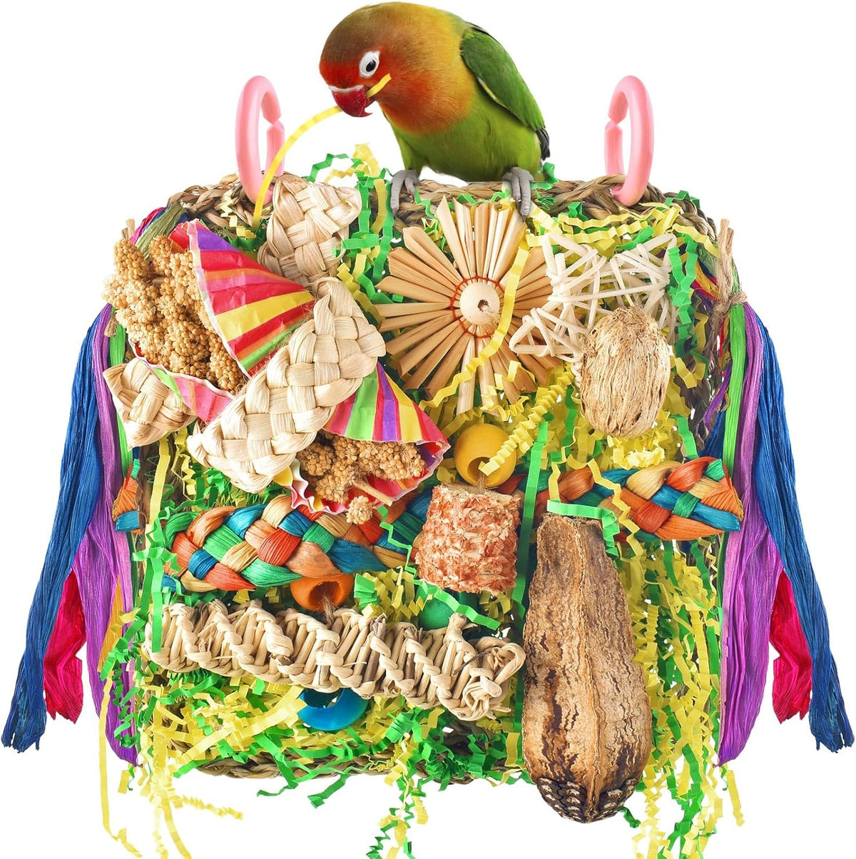 ERKOON Bird Toys, Parrot Toys Foraging Swing Mat Parrot Cage Hanging Toys Birds Grass Mat Climbing - Parrot grass mat-1 Pack