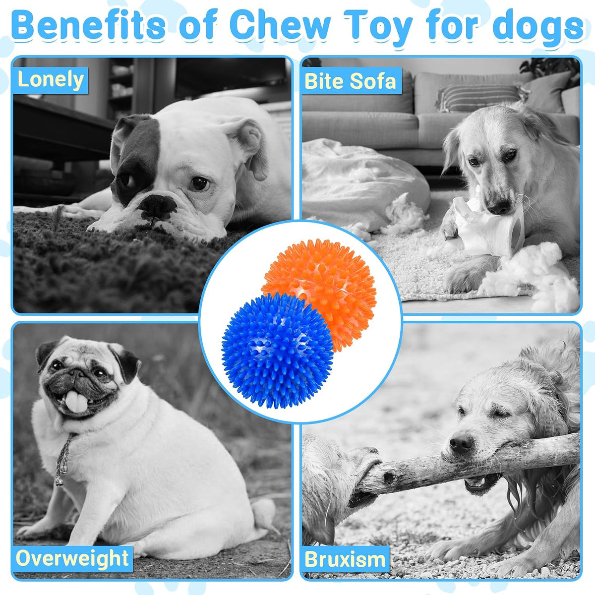 Dog Balls 4.5” Squeaky Dog Toys Spikey Ball for Aggressive Chewers - 4.5 Set of 2 - image 4