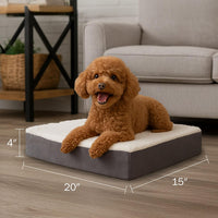 Orthopedic Dog Bed - 2-Layer Memory Foam Crate Mat with Machine Washable Sherpa Cover - 20x15 Pet - image 2