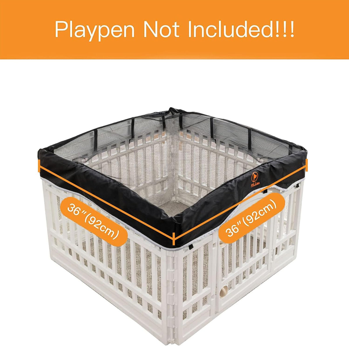 PJYuCien Playpen Top Cover for 36'' Width 4 Panel Pen, Black Paw – Essentials for Dogs - Fits Plastic 4 Panels Playpen / Cover, 36"Width, Black ( Elastic Buckles Connections ) - image 3