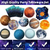 UROINEPA space party plates and napkins with solar system planet designs, 9 inch plates - view 3