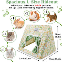 Jenvd Guinea Pig Hideout Large with Curtain - Flower / Large - image 4