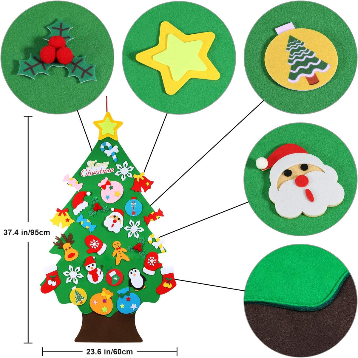 Felt Christmas Tree for Toddlers - Small-3FT-3D - image 4