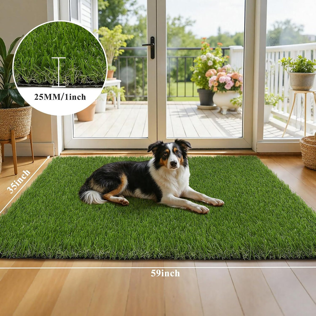 HEBE Fake Grass Turf Rug 20''x30'' - 35"x59" - image 2
