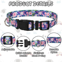 5 Pack Reflective Goat Collars with Bells, Anti-Lost Pet Collar - Floral Pattern - image 3