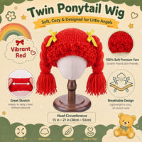 Halloween Cabbage Costume Yarn Wig - Red 4 / Long Braided Pigtails - image 2