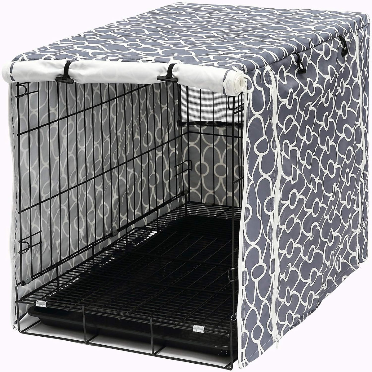 Pethiy Dog Crate Cover Durable Polyester Pet Kennel Cover Universal - 24.0"L x 17.0"W x 19.0"H / Gray - image 3