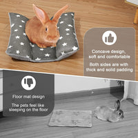 15"x14" Soft Plush Rabbit Bed Washable Cuddle Mat for Small Pets – Daily Care for Small Pets - Grey Stars / Medium - image 2