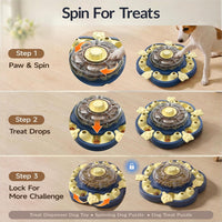 3-Level Dog Puzzle Toy, Spin to Release Treat Dispenser & Slow Feeder – Essentials for Dogs - Sunflower Blue - image 4
