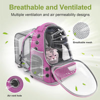Cat Backpack Carrier, Breathable Cat Carrier Large Space Bubble Pet Backpack for Kitty Small Dog up - Square Expandable- Pink - image 3
