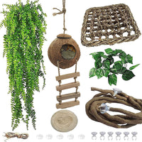 Leopard Gecko Coconut Hut with Ladder - 【Style A】