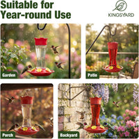 Kingsyard 2-Pack Glass Hummingbird Feeder for Outdoors Hanging - Clear / 1-Pack Feeder - image 3