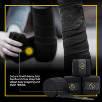 Kavallerie Elastic Fleece Bandages for Horses, Non- Slip and Snug fit Breathable Material for Injury Protection and Superior Legs Support, Stocking up Solution - Black - (2 Units Per Pack)